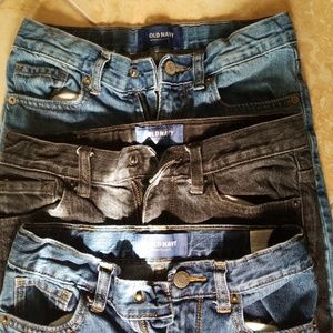Three pairs of jeans.